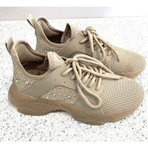 STEVE MADDEN WOMEN'S MAXIMA CHUNKY GLITZ SNEAKERS DUSTY TAUPE SIZE 7.5